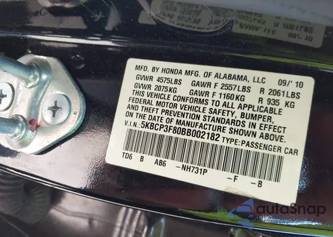 2011 Honda Accord 3.5 Ex-L z USA, uszkodzony, nr VIN 5KBCP3F80BB002182